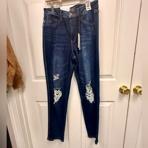 Judy Blue High Waist Rigid Magic Heavy Destroy Straight Jeans - Online Exclusive